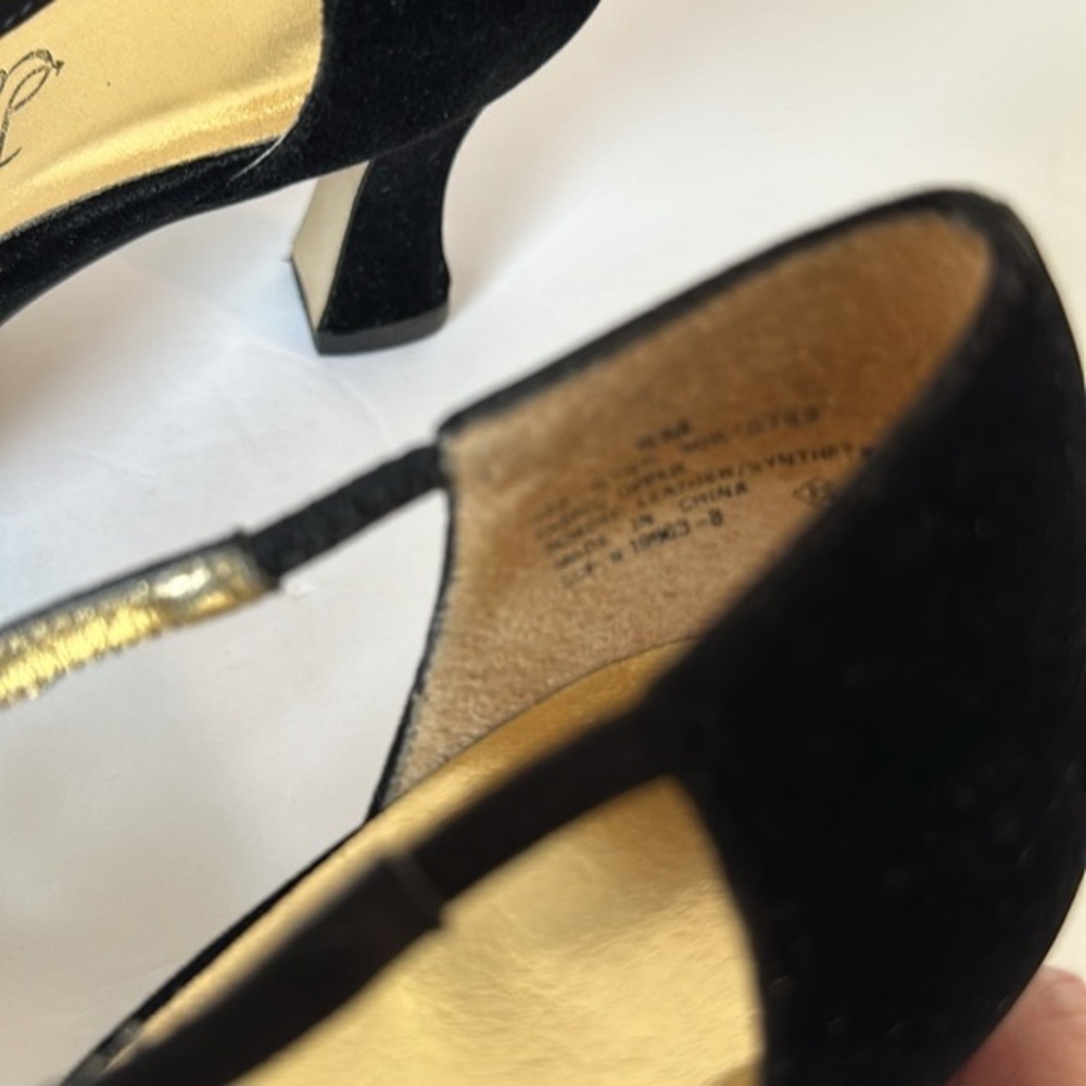 PM Collection by 925 Black Velvet & Satin Strappy Formal Evening Heels 3 inches - Picture 11 of 11